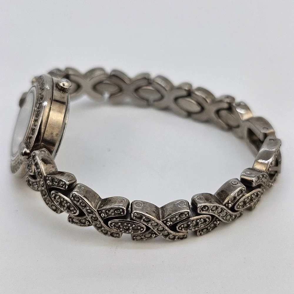 Anne Klein Women's‎ Watch 22MM Gray Dial Marcasite Band 5.5